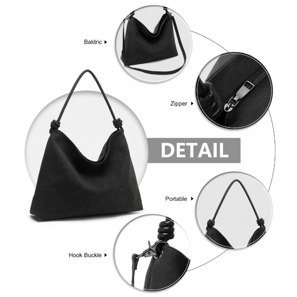 Miss LULU Minimalistická elegantná kabelka LG2324 čierna 1033-5
